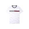 American Vintage Casual Letter Print Striped Crew Neck Pullover Loose Fit Short Sleeve T-Shirt Men Tops White 78D8510-100