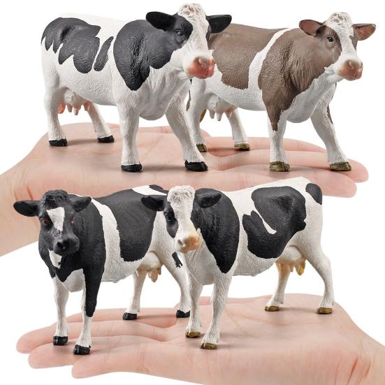Animal Model Solid Meticulous Workmanship Plastic Simmental Cow Animal Model for Desktop Decoration