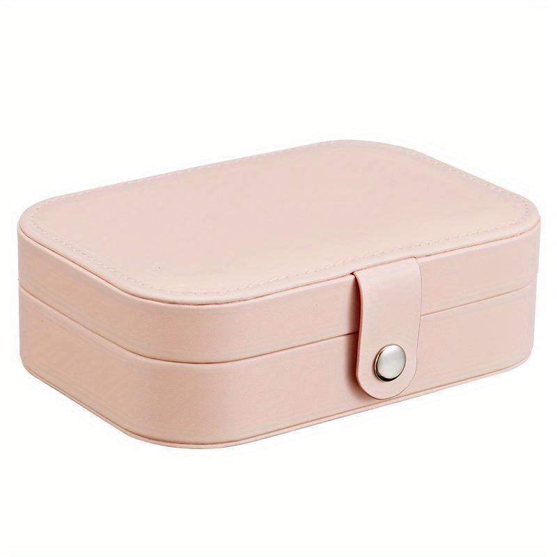 

1Pc Earrings Plate Jewelry Box Portable Leather Multi-function Ring Storage Organizer рожевий