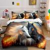 Fiery Black and White Horses Bedding Duvet Cover Set  (1*Duvet Cover 2*Pillowcases, Without Duvet Insert)