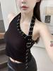 #Summer new pure desire wind rivet sling vest slim and thin women's fixed with chest pad versatile top