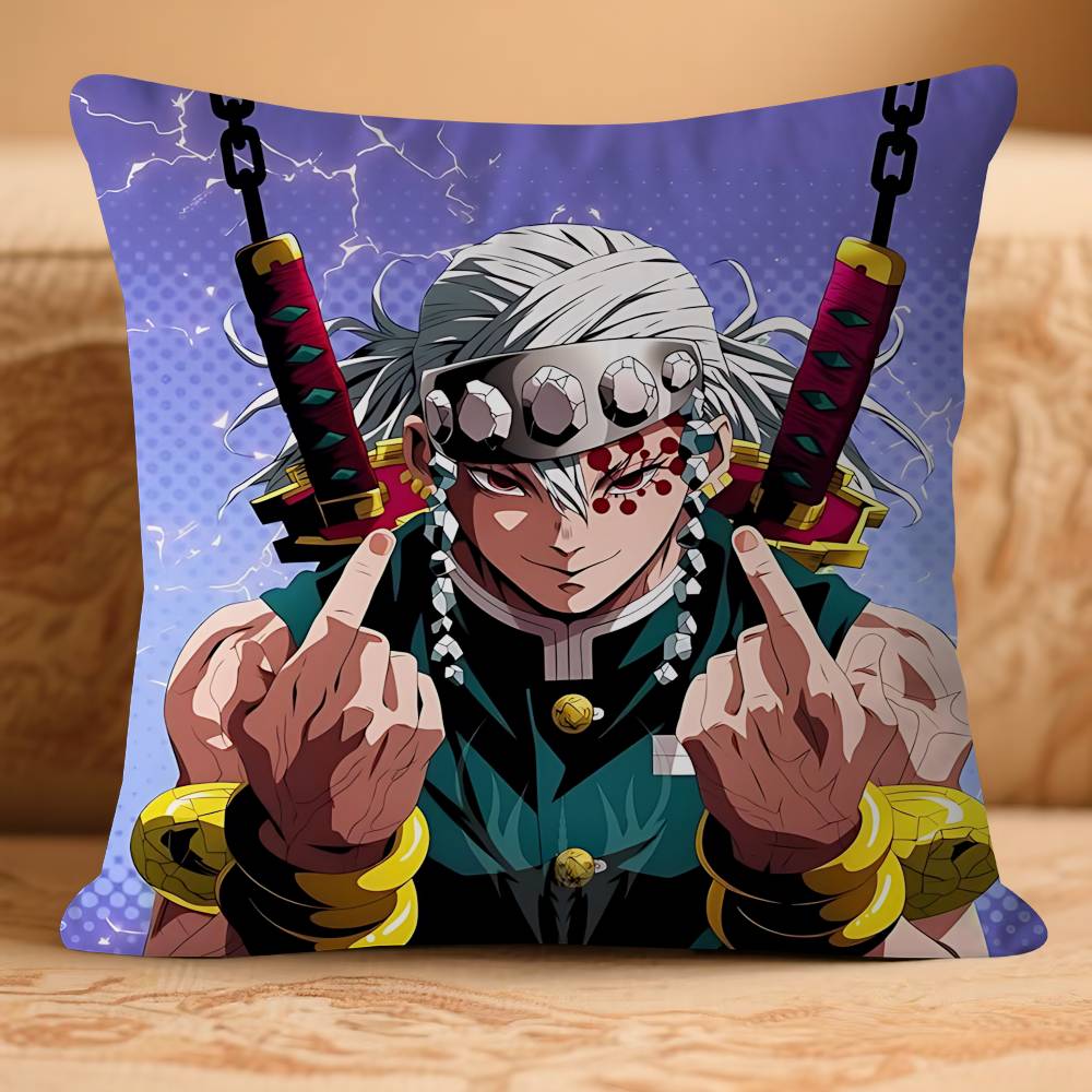 DemonS S-Slayer Тенген УзуйS Наволочка Съемная Моющаяся Наволочка – Всесезонный Мягкий Лен 16x16Inch