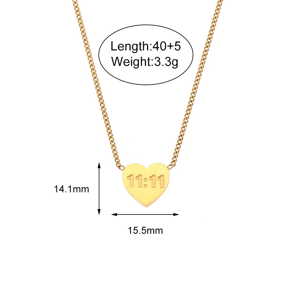 E.B.belle 11:11 Rectangle Pendant Plate Necklace Fine Polished Stainless Steel Gold Plated Necklace Number Jewelry