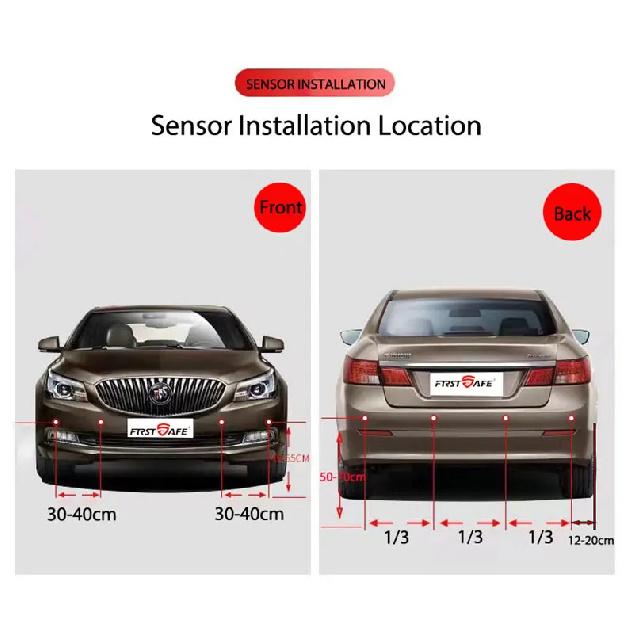 Reverse radar, voice broadcast LED display 4 sensors 16.8mm radar detection system backlight display