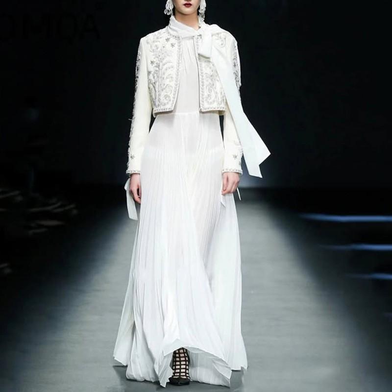 Retro Palace Heavy Industry Diamond-encrusted Two-piece Embroidery Coat Slim Sleeveless Dress Suit Women's