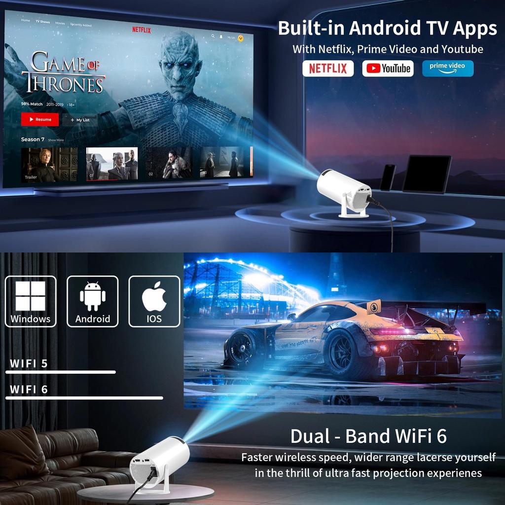 HY300 Mini Outdoor HD Projector: Portable, Small, and Perfect for Cross-Border Use