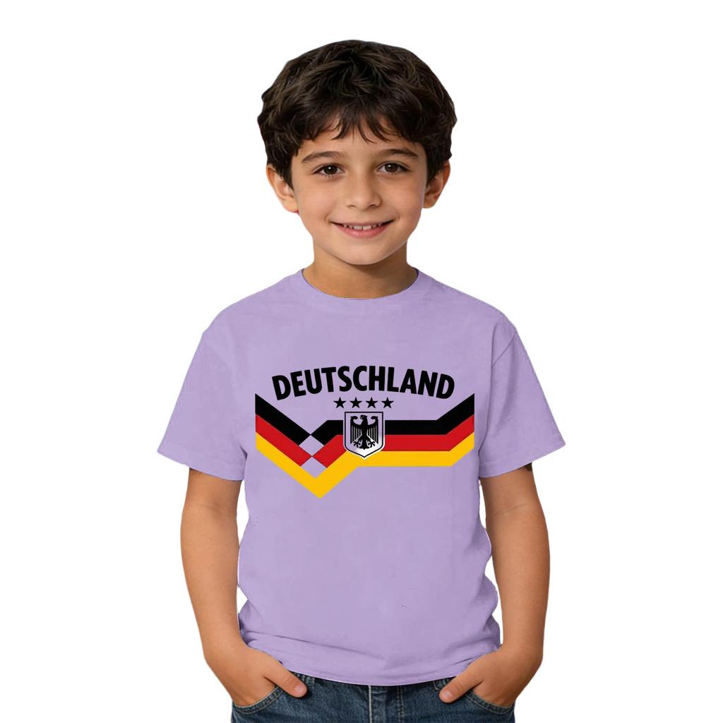Camiseta Casual de Cuello Redondo para Niños con Estampado de Deutschland Manga Corta para Niños y Niñas Ajuste Suave y Cómodo