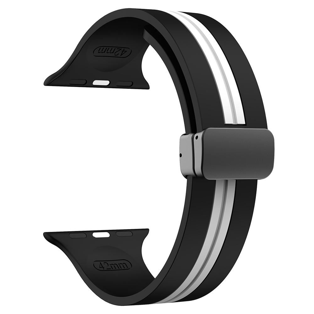 KALEBOL Striped Magnetic Silicone Strap for Apple Watch Series 10 9 8 7 SE 6 5 4 3 2 1 42mm 41mm 40mm 38mm Watch Band