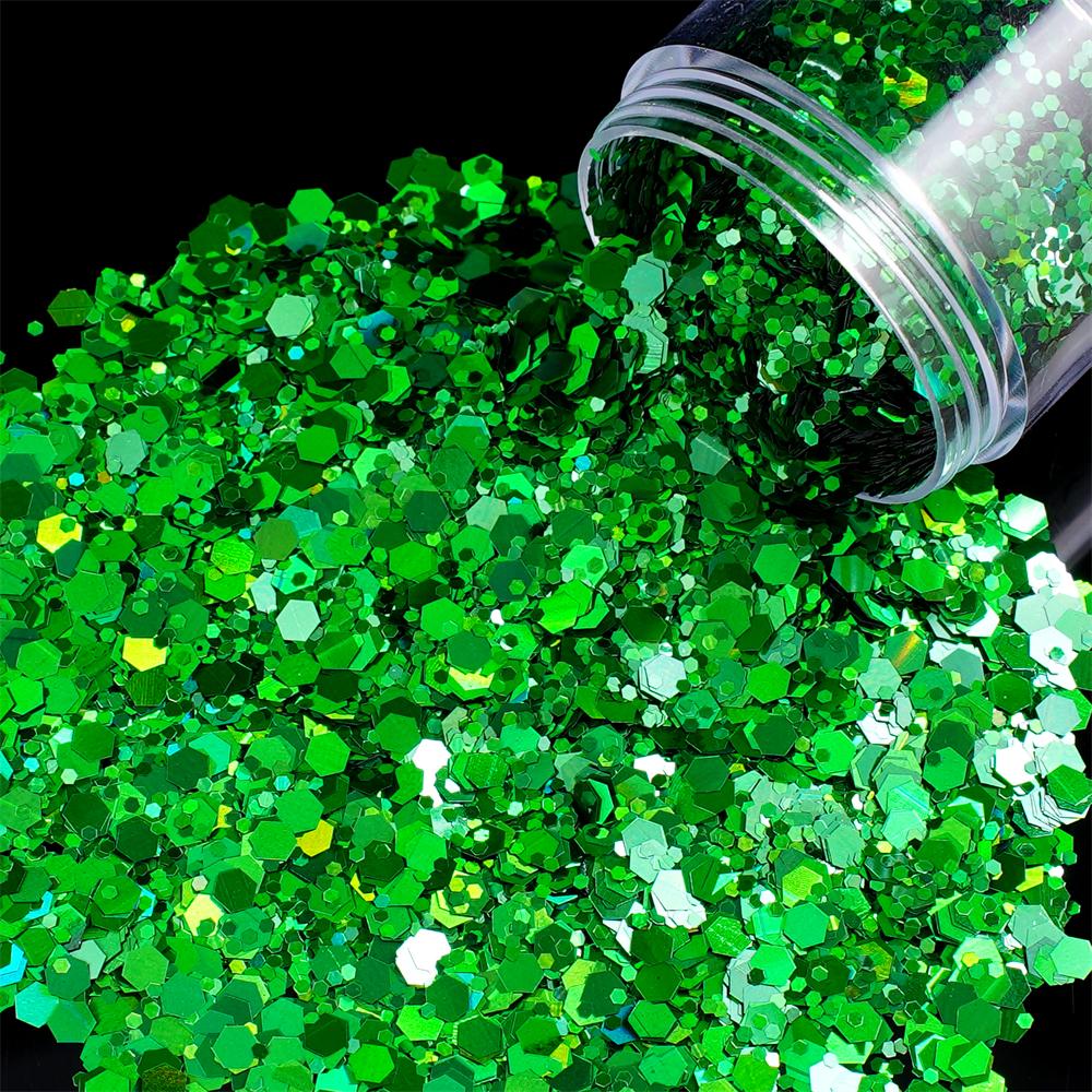 24g/Box Holographic Nail Art Glitter Hexagon Sequins Decorations Flakes Colorful Chunky Color Laser Sequins For DIY Epoxy Resin
