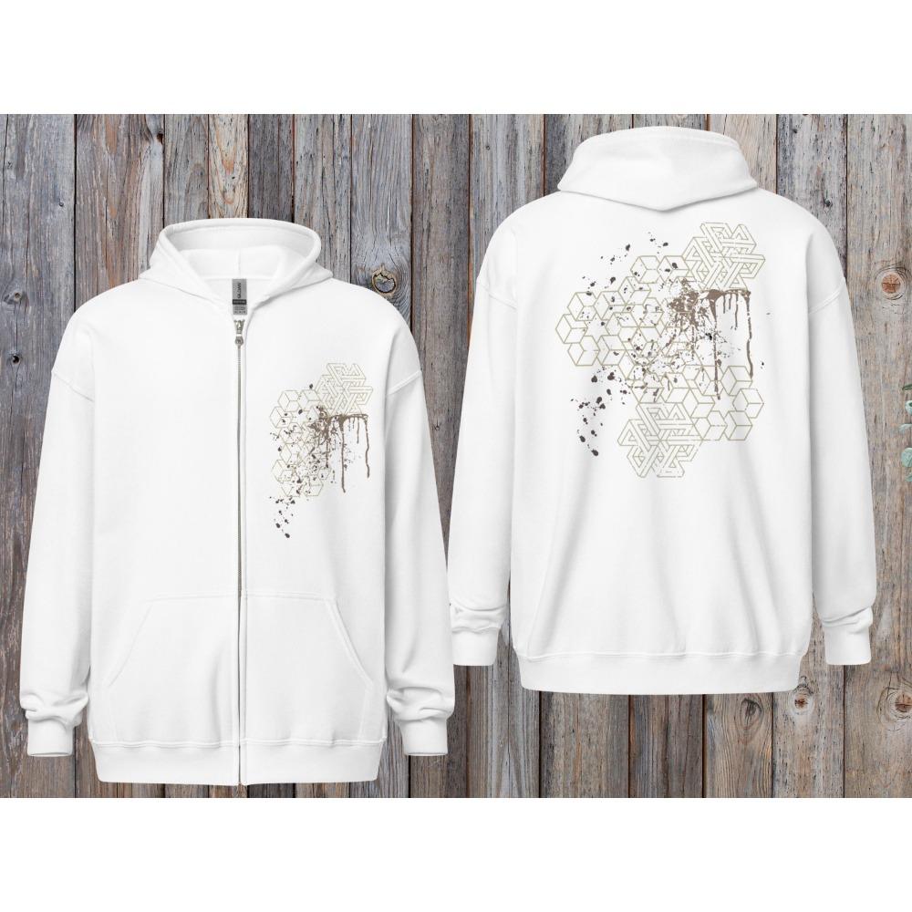 

Abstract Cube Sacred Geometry Zipper Hoodie Black~Neutral Zipper Jacket Men s Hoodie Jacket XXXL