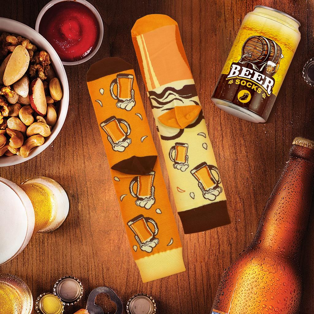 Funny Beer Can Socks for and Boys Funny Day Novelty Crazy Funky Cool Food Silly Socks Day Gag Gift [AGRIMONY] Men, Dad, Women, Teens, - Father's Gift,