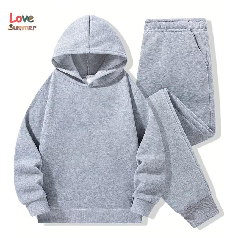 2-teiliges Kinder-Hoodie-Set Baumwolle einfarbig Regenbogen-Hoodie graue Hose 3-14 Jahre Unisex Jungen Mädchen Trainingsanzug Kleidung Hoodie Sportlich Geschenk Ideal für den täglichen Outdoor-Gebrauch