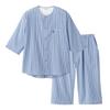 Gunze Sleeve Pajamas with Pants Sleeping Teko Navy Blue Men's 3/4 (Front Opening), Crepe,