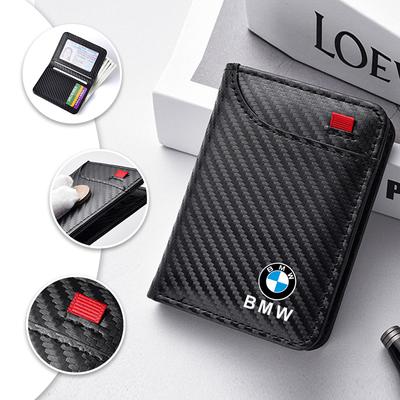 QNLT6 Carbon Fibre Wallet Car Driver License Credit Card Leather Bag For M X2 X3 X5 X6 G30 E30 E36 50th Anniversary 3 5 6 7 Series