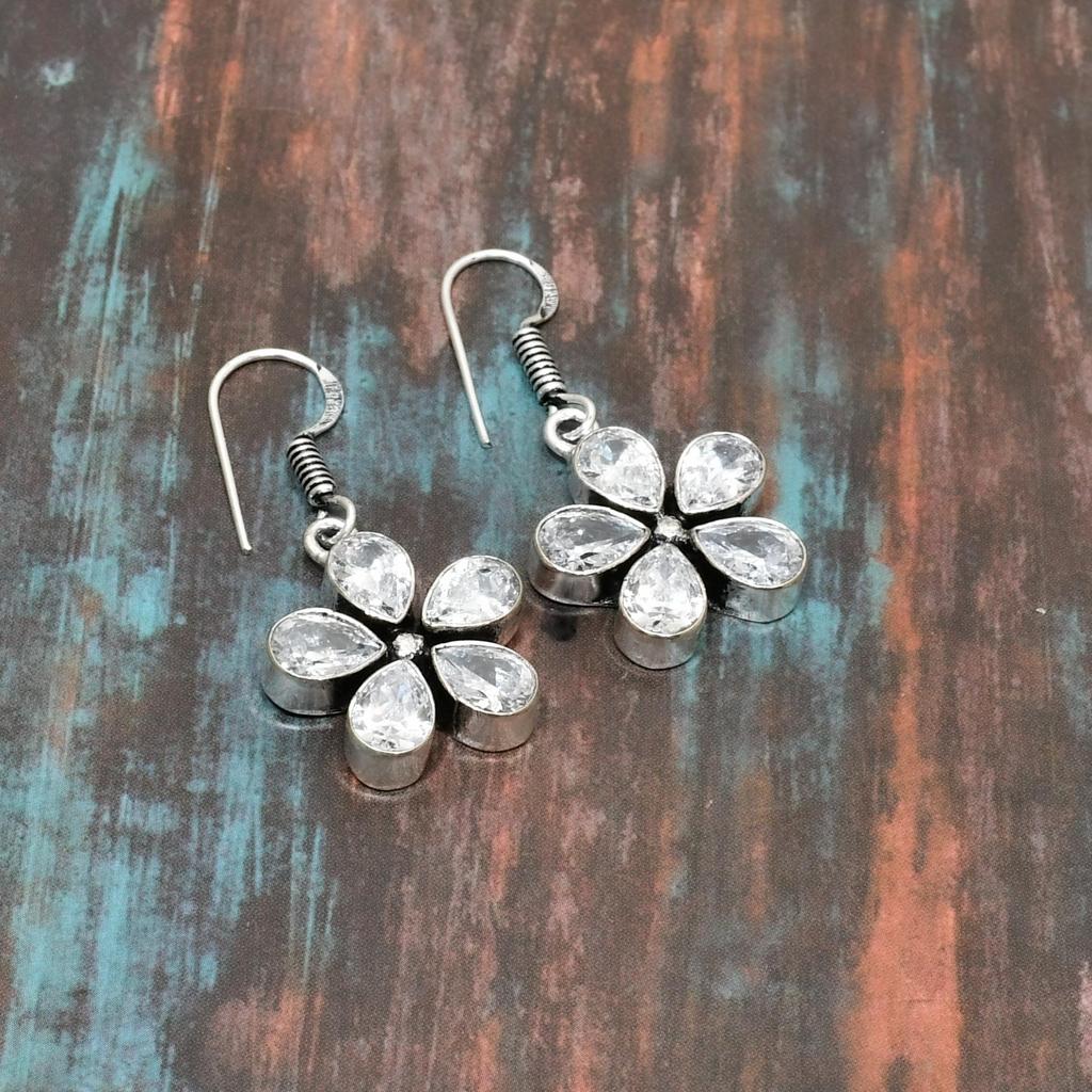 White Topaz, Gemstone Handmade 925 Sterling Silver Jewelry Earring For Her