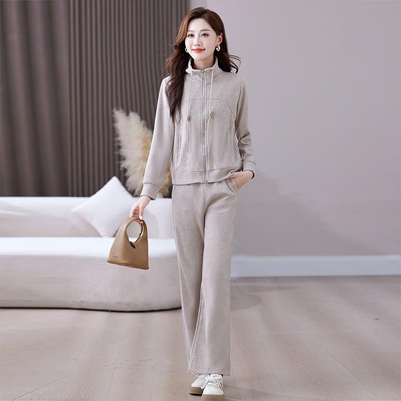 Women's 2026 Spring/Autumn Casual Cardigan & Hoodie Two-Piece Sportswear Set