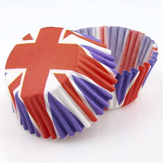 50/100/200 stk runde engangs kakekopper Vanntett oljetett kakeemballasje Silikonpapir UK flaggmønster dessert