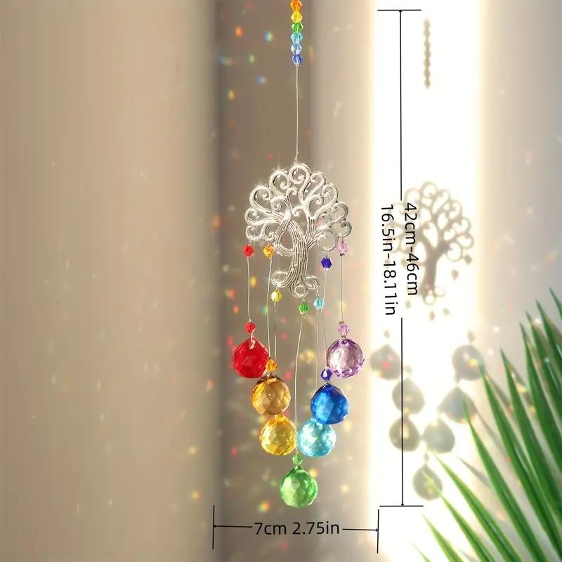 1Pc Crystal Glass Sun Shade Chakra Color Ball Prism Tree Of Life Window Hanging Ornament Rainbow Sun Catcher Premium