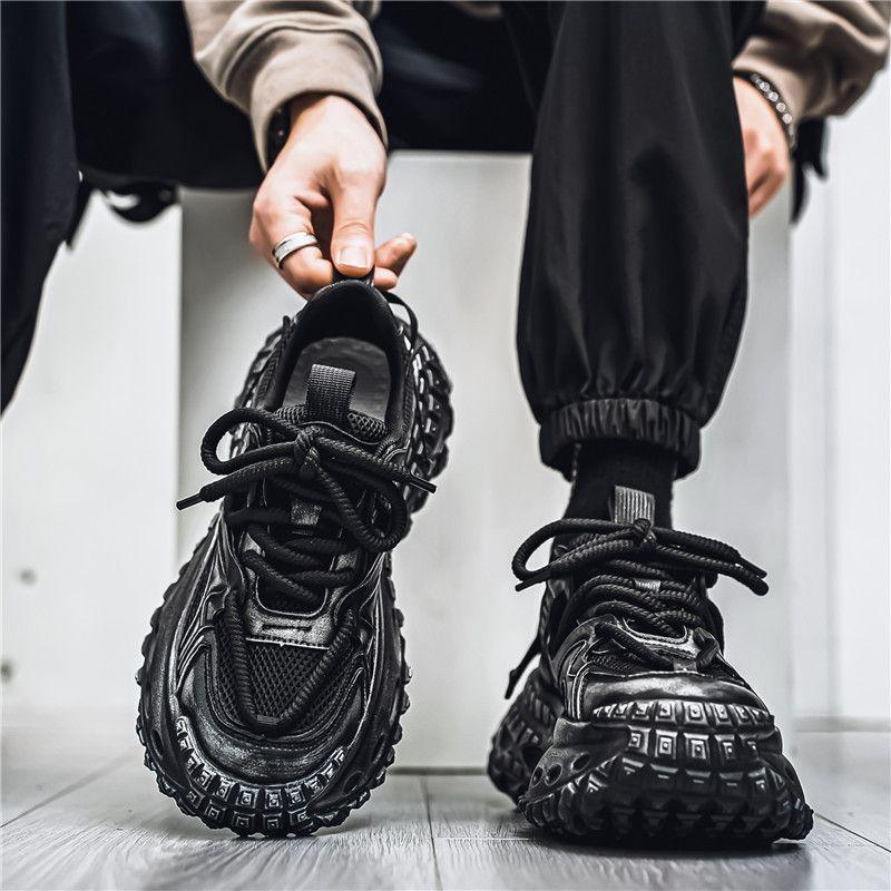 Fashion Black Low-Top Men's Casual Sneakers Running Korean On Clearance Price Jump Lightweight Original Fashion Wide Male Sports Shoes