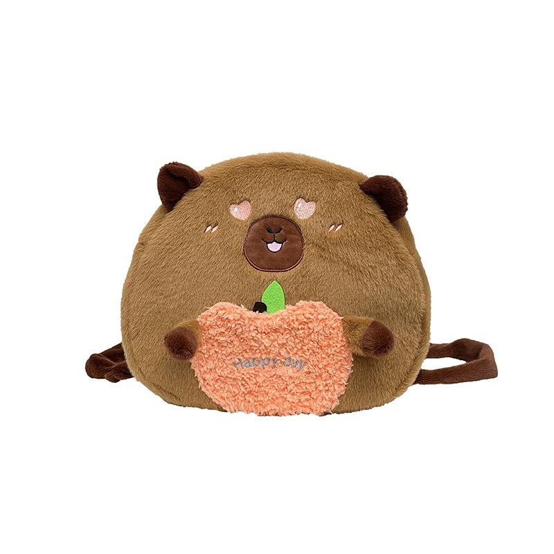Cute Kapibara Hairy Doll Bag Girls Shoulder Bag Can Shoulder Student School Bag Cartoon Capybara Backpack
