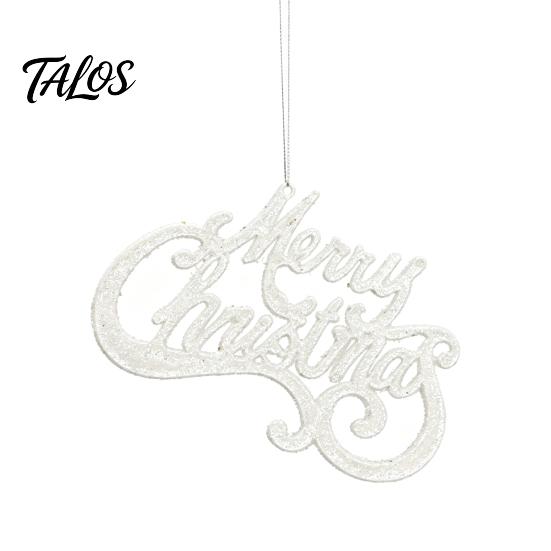 Store Window Holiday Decor Merry Christmas Letter Sign for Tree, Glitter Plastic Hanging Xmas Tree Decorations Ornaments, Sparkling Letters