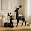 Creative Resin Golden and Black Reindeer Sculptures | Beautiful Home Decor | Lifts Up Energy of Your Room (Pack of 2, Black)