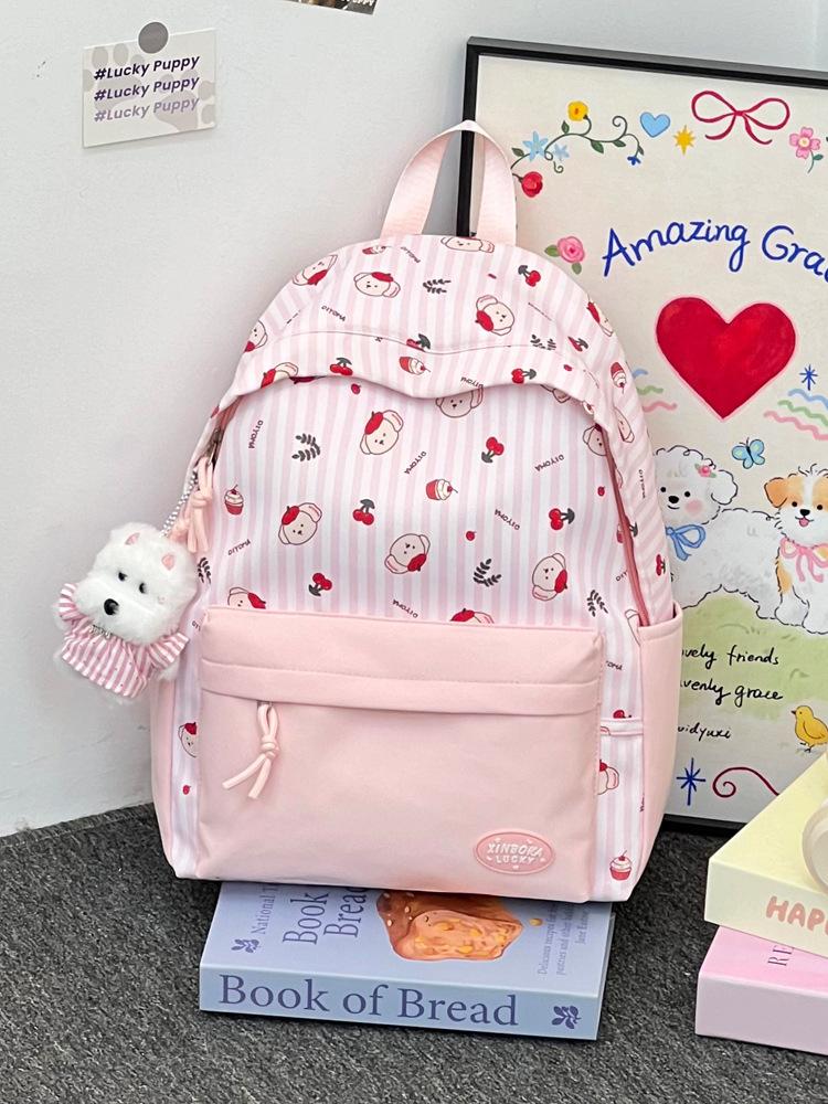 Schoolbag high value fashion color matching backpack women commuter leisure large capacity schoolbag light childlike cartoon versatile backpack