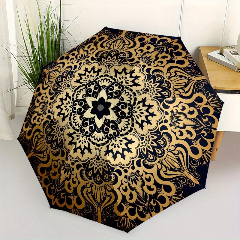 

Golden Mandala Patterned Rug - Elegant Circular Design for Home DecorUmbrella, Portable 3-Fold Umbrella for Men & Women,Christmas Gift ES246