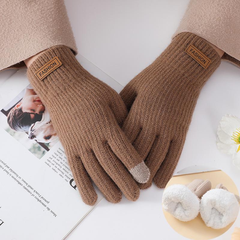 Korean Style Winter Touchscreen Knitted Gloves - Cute, Warm, Cold-Proof for Female Students & Cycling