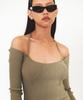 Daiaegeuneol Off Shoulder Strap Knit (Khaki)