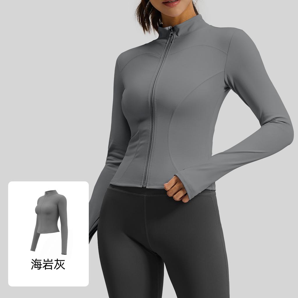 Spring And Autumn Slim Yoga Clothing Long Sleeve Women'S Skinny Running Naked Sports Fitness Yoga Jacket Top