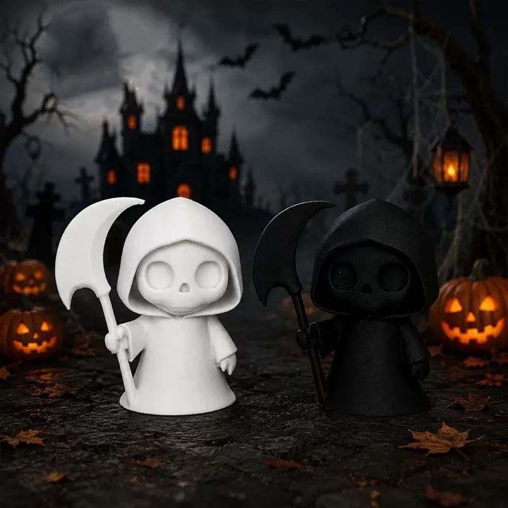 Mini Skull Ghost Figurine Fluorescent Green 3D Printed Statue Halloween Miniature Desktop