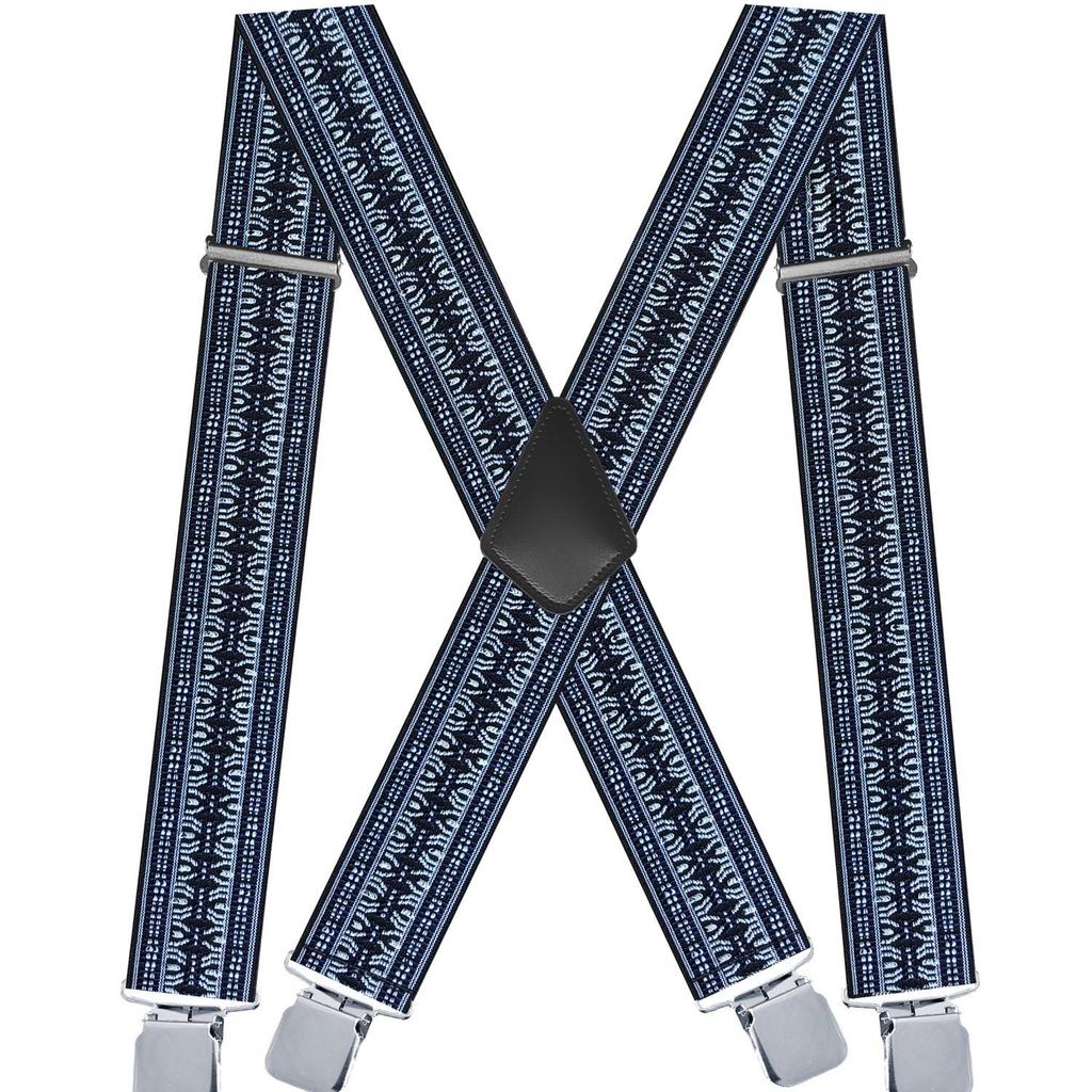 Doucharming Herren 5cm Elastische X-Form Verstellbare Hosenträger mit Metallclips