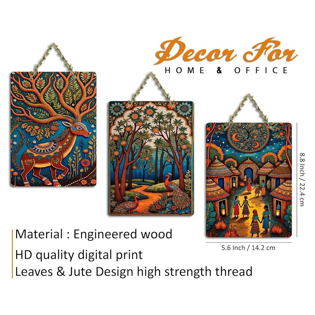 Artvibes Nature & Hummingbird Wooden Wall Hanging for Home Decoration | Handcrafted Art | Mdf| Paintings