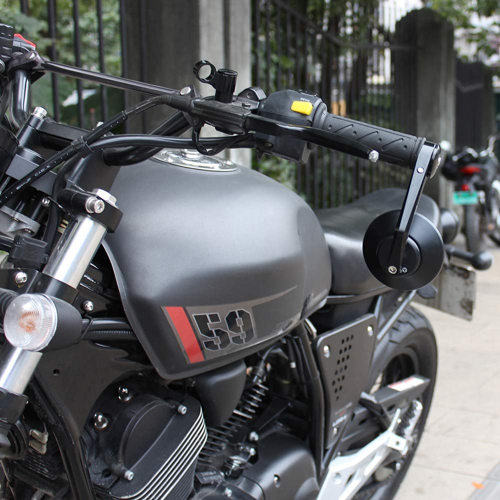 FENRIR Czarny Motocyklowy Ciężarek Kierownicy Retro CNC Anodowany Niebieski Szeroka Krzywizna R1200 nie spełnia kontroli pojazdu Lusterka, Aluminium, Antyodblaskowe, Lusterko, Kąt,