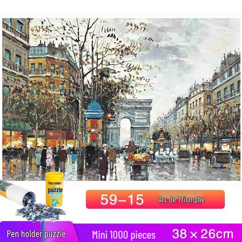 Dospělý držák na tužky 1000dílné mini krajinné puzzle hračka - Vzdělávací a zábavná
