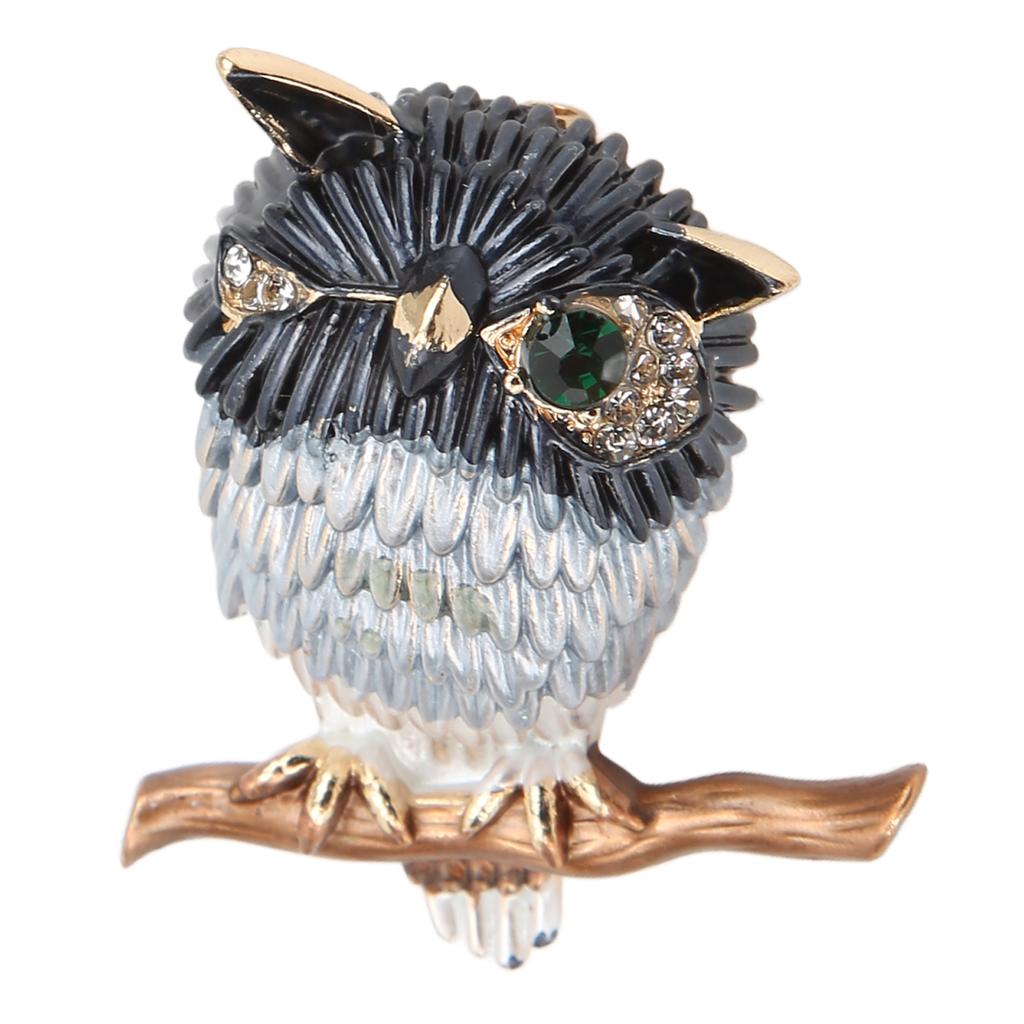 Brooch Pin Cute Owl Animal Shape Rhinestone Embellished Exquisite Clothing Pin for Women Clothes Decoration Gift