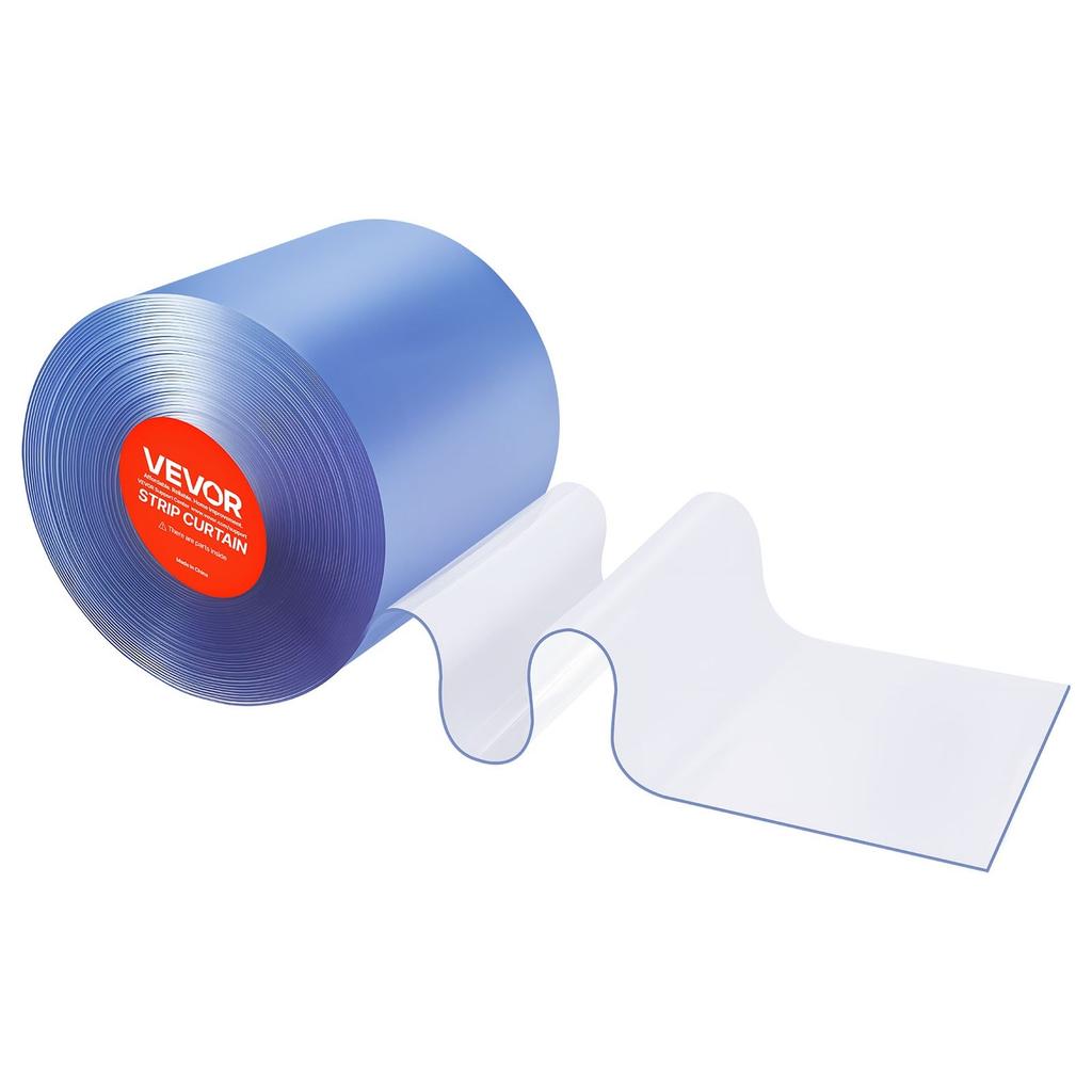 Clear PVC Strip Curtain, 30.8 m Length x 30.5 cm Width, Thermal Insulating Plastic Door Strip Bulk Roll, Walk in Freezer Cooler Curtain Strips for