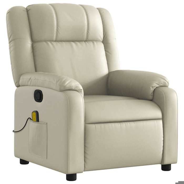 VidaXL Reclining Massage Armchair Cream Faux Leather 373530