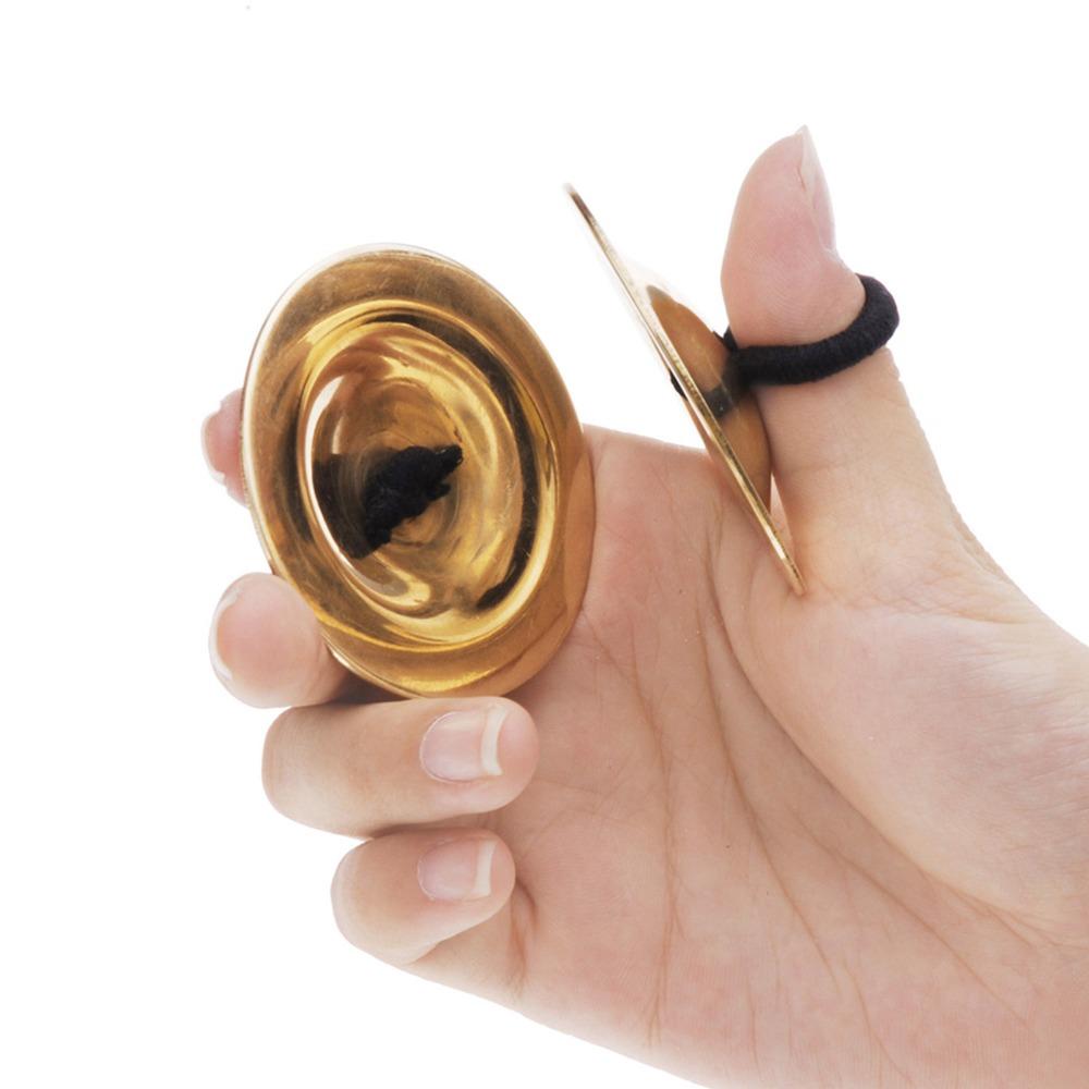 2 Pairs Gold Color Belly Dancing Cymbals Lightweight Hand Cymbals Finger Cymbals For Belly Dance
