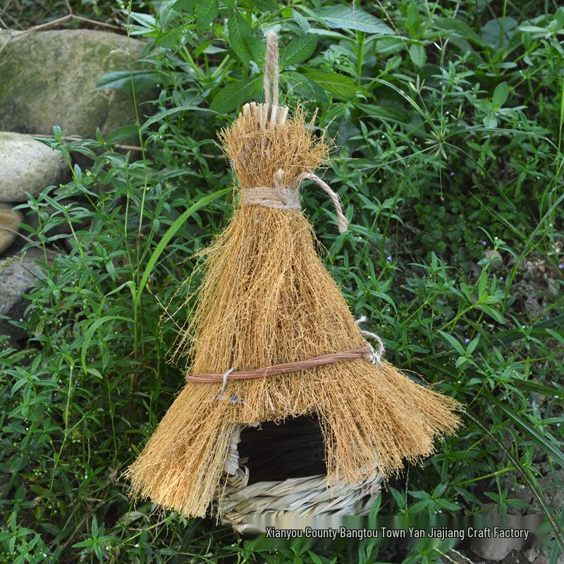 Handmade Straw Woven Bird Cage - Outdoor Hanging Bird Nest House Decoration