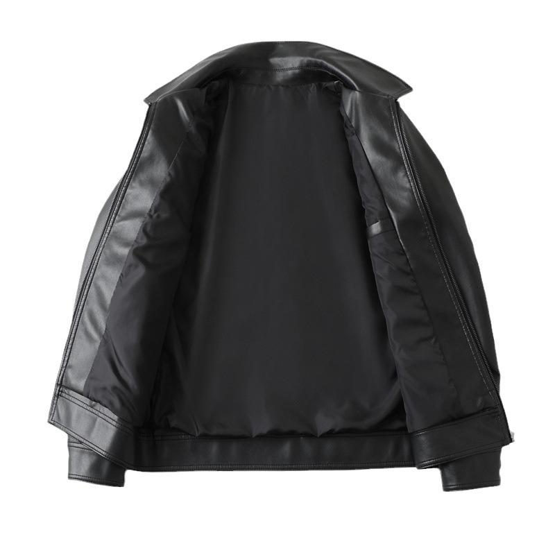 סתיו וחורף חדש לגברים אופנתי מזדמן צווארון בייסבול קצר צווארון PU נאה