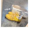 Grape Mother Has the Same Lace-up Color Matching Round Head Versatile Comfortable Casual Leather Board Shoes Heightening German Training Shoes Women