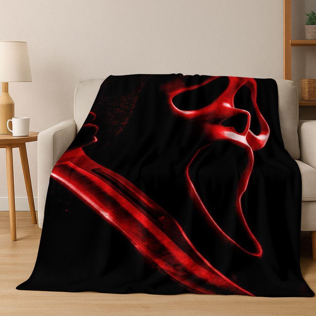 Manta de Franela de Personajes de Terror S-Grito Cara de Fantasma, Manta Suave Acogedora para Hogar Dormitorio Cama Sofá Cubierta de Picnic Regalo para Niños