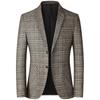 Spring and Autumn Men's Woolen Coat Slim Trench Coat Men's Plaid Jacket Suit