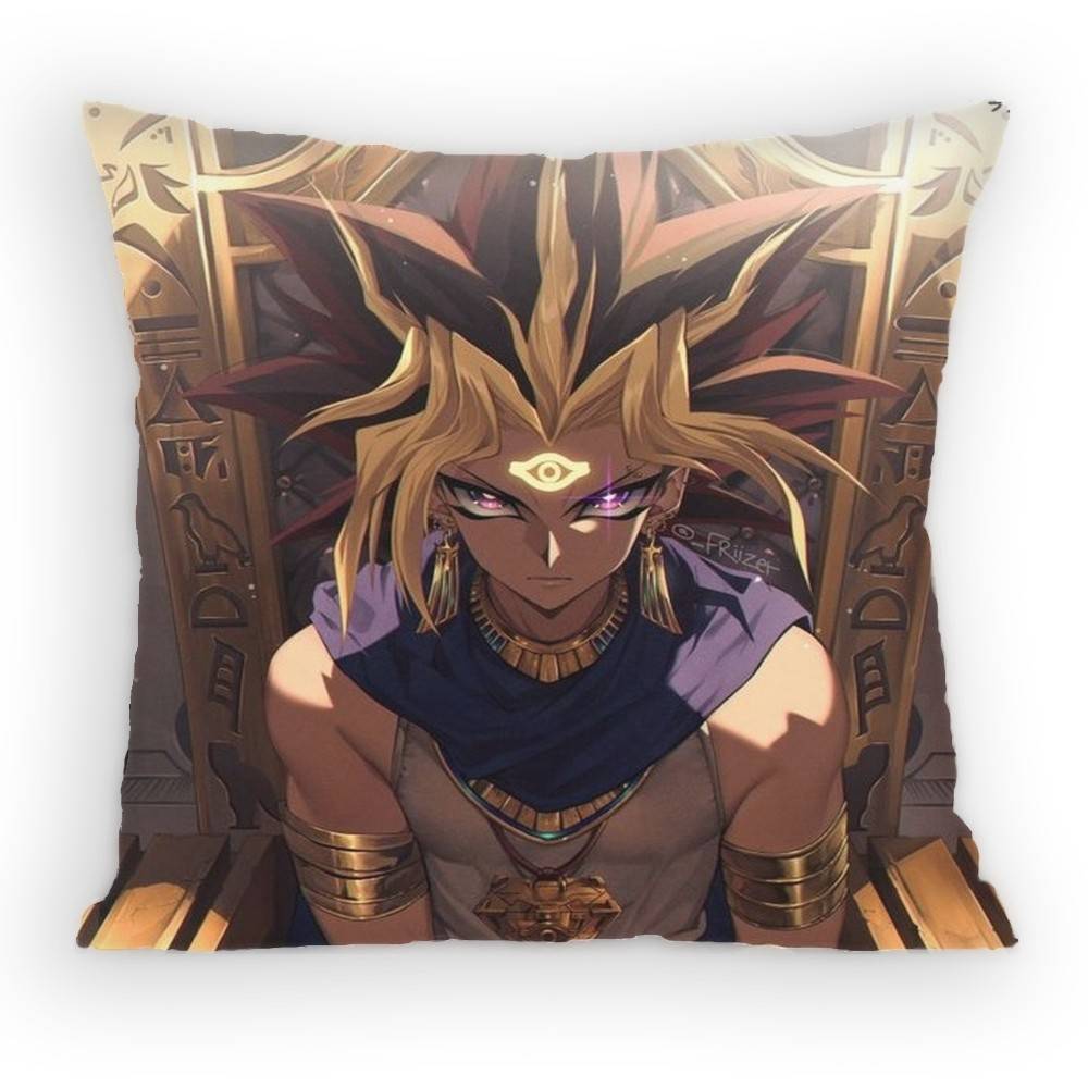 

Anime YYu Gi Oh Yugi and Atem Pillow Case Antidustmite Pillowcase Invisible zipper silky short plush Sofa cushion cover 30x30 cm