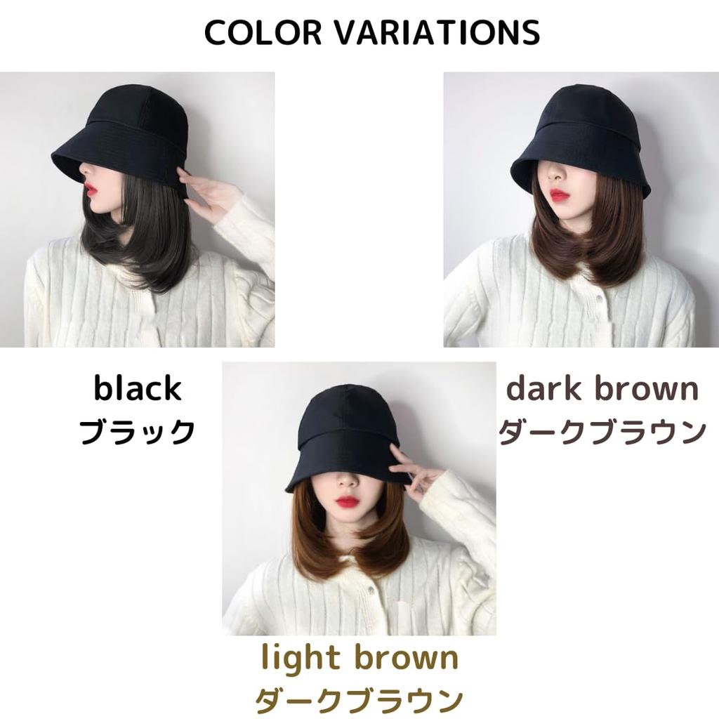 Infage Hat Wig with Bucket Short Bob Hairstyle with Natural and Easy To Classic Bucket Partial Hair Medical Use Hat, Extensions, Women's (Light