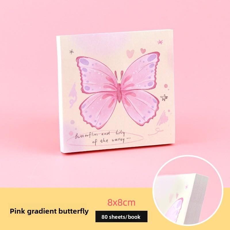 80sheet/pack Gradual Change Butterfly Sticky Note Book Korean Simple Note Book Sticker Base Material Office Accessories
