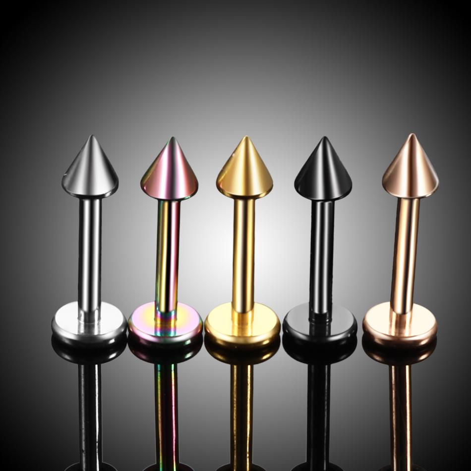 1PC G23 Titanium Spike Labret Piercing Lip Monroe Stud Nose Orelha Ear Cartilage Tragus Helix Piercing Punk Body Jewelry 16G
