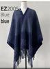 Trendy Imitation Cashmere Houndstooth Plaid Cape Scarf with Tassels for Autumn/Winter